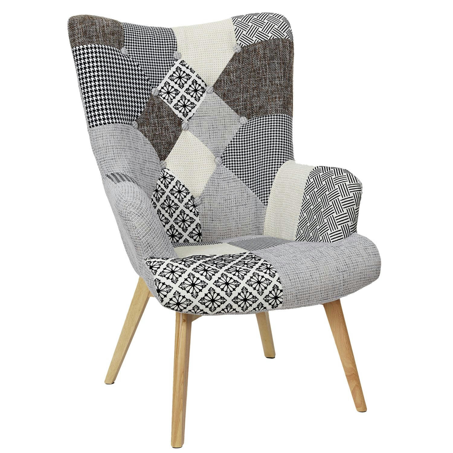 HELSINKI - Fauteuil assise en tissu patchwork