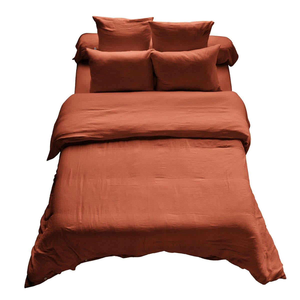 GAIA - Housse de couette unie 260x240 cm Gaze de coton terracotta