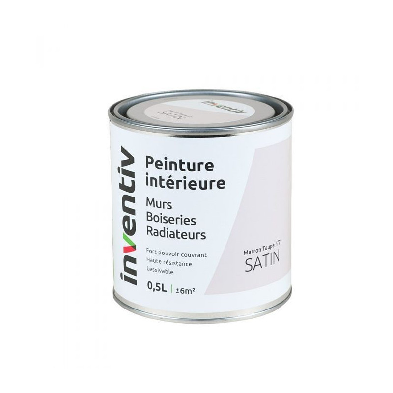 Peinture pour mur boiserie radiateur Marron Taupe n°7 satiné 0,5 L INVENTIV