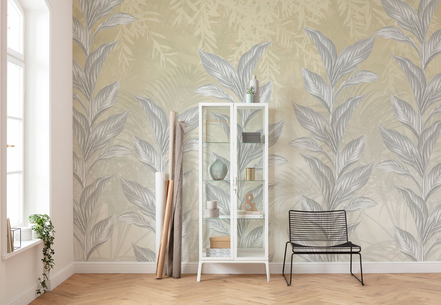 Komar fotobehang bladeren grijs en beige - 350 x 250 cm - 610021