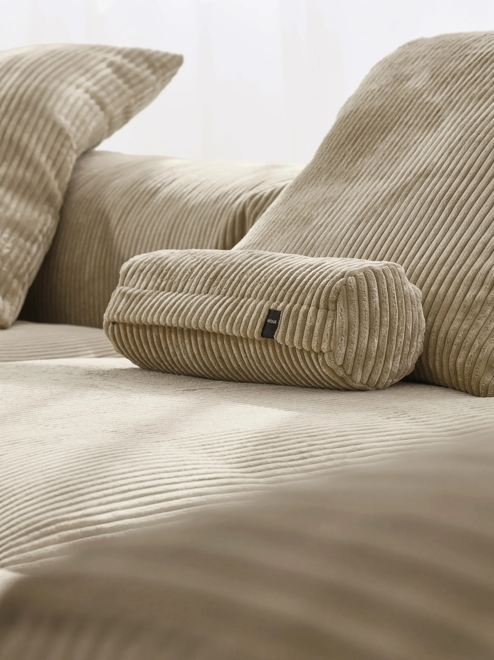 Cord-Sofa-Kissen Vetsak, Ø 16 x L 40 cm