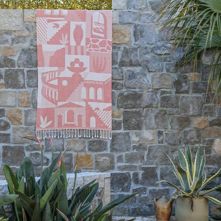 HERRIKOA - Fouta coton Rose  Herrikoa Terre cuite 90x160 cm