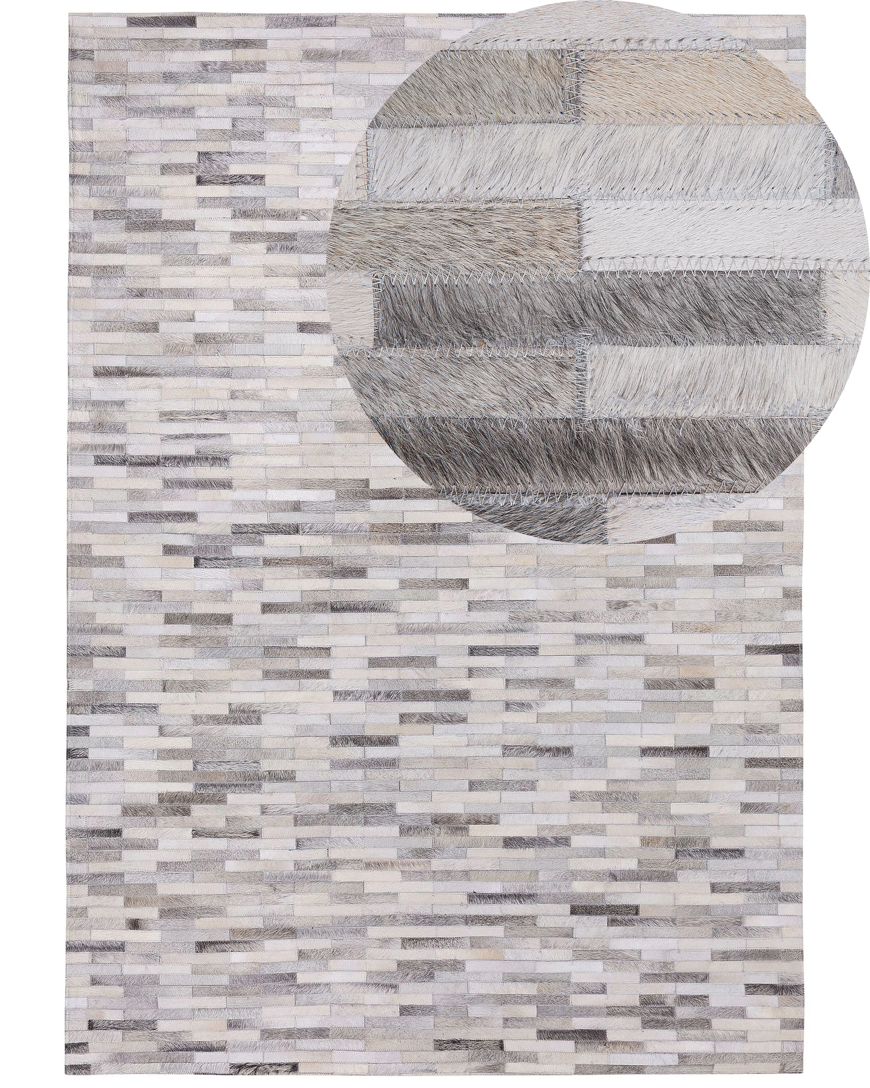 Rug AHILLI Grey 140 x 200 cm Leather