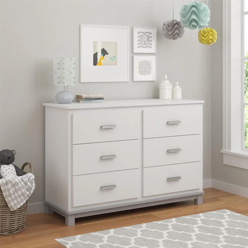 Ameriwood Home Leni White/ Light Slate Grey 6-drawer Dresser with Changing Table