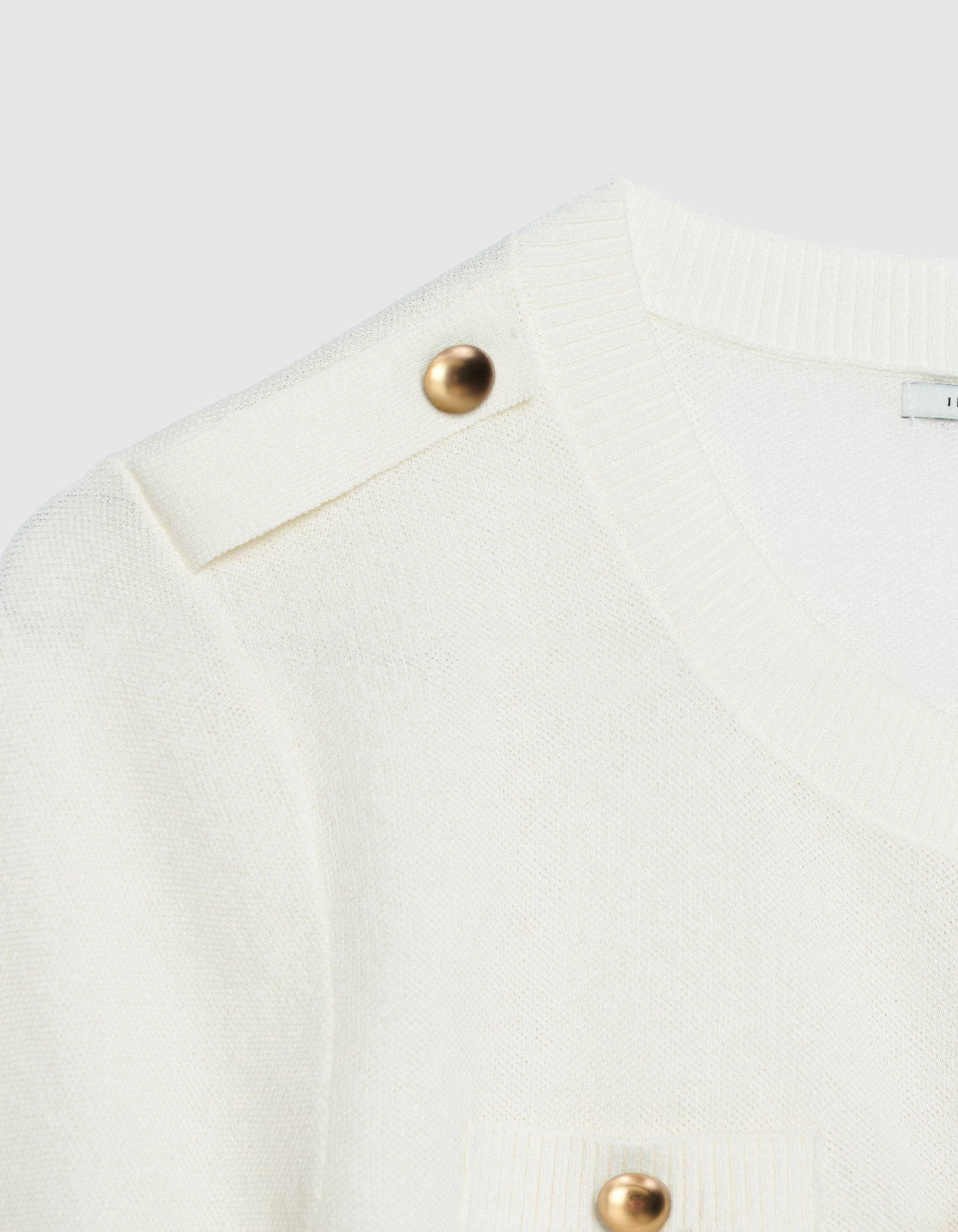 Cardigan manches courtes blanc tricot deux poches Femme