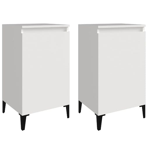 NNEVL Bedside Cabinets 2 pcs High Gloss White 40x35x70cm Engineered Wood
