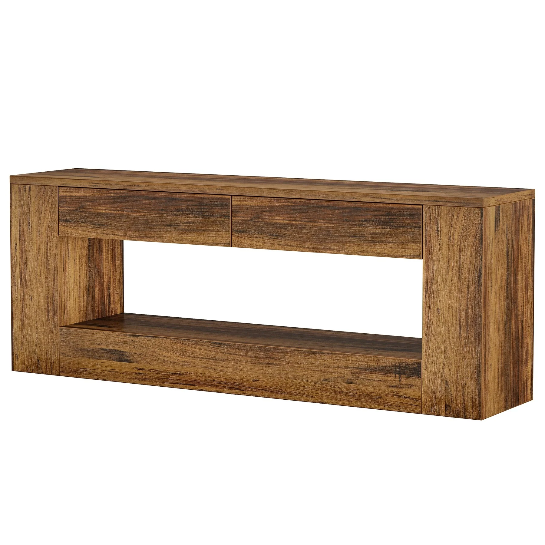 55 Industrial Brown TV Stand Entertainment Center with LED Lights