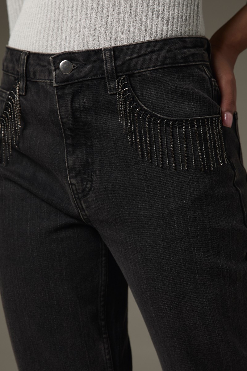 Vickie Fringe Pocket Denim Jeans