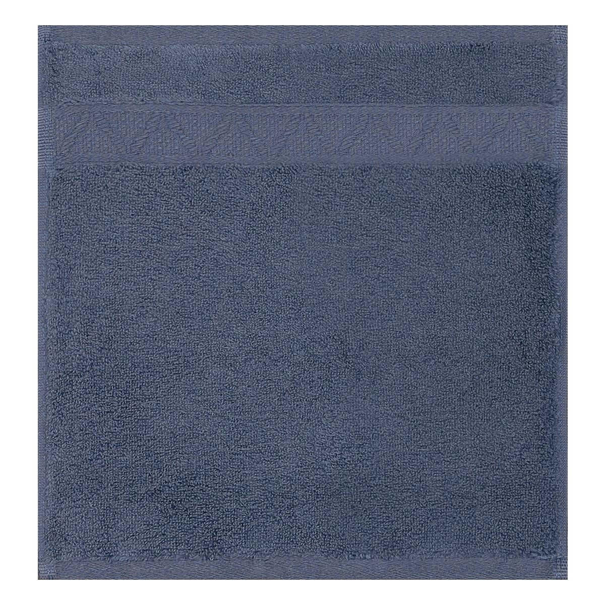 CARESSE - Carré visage en coton bleu orient 30 x 30