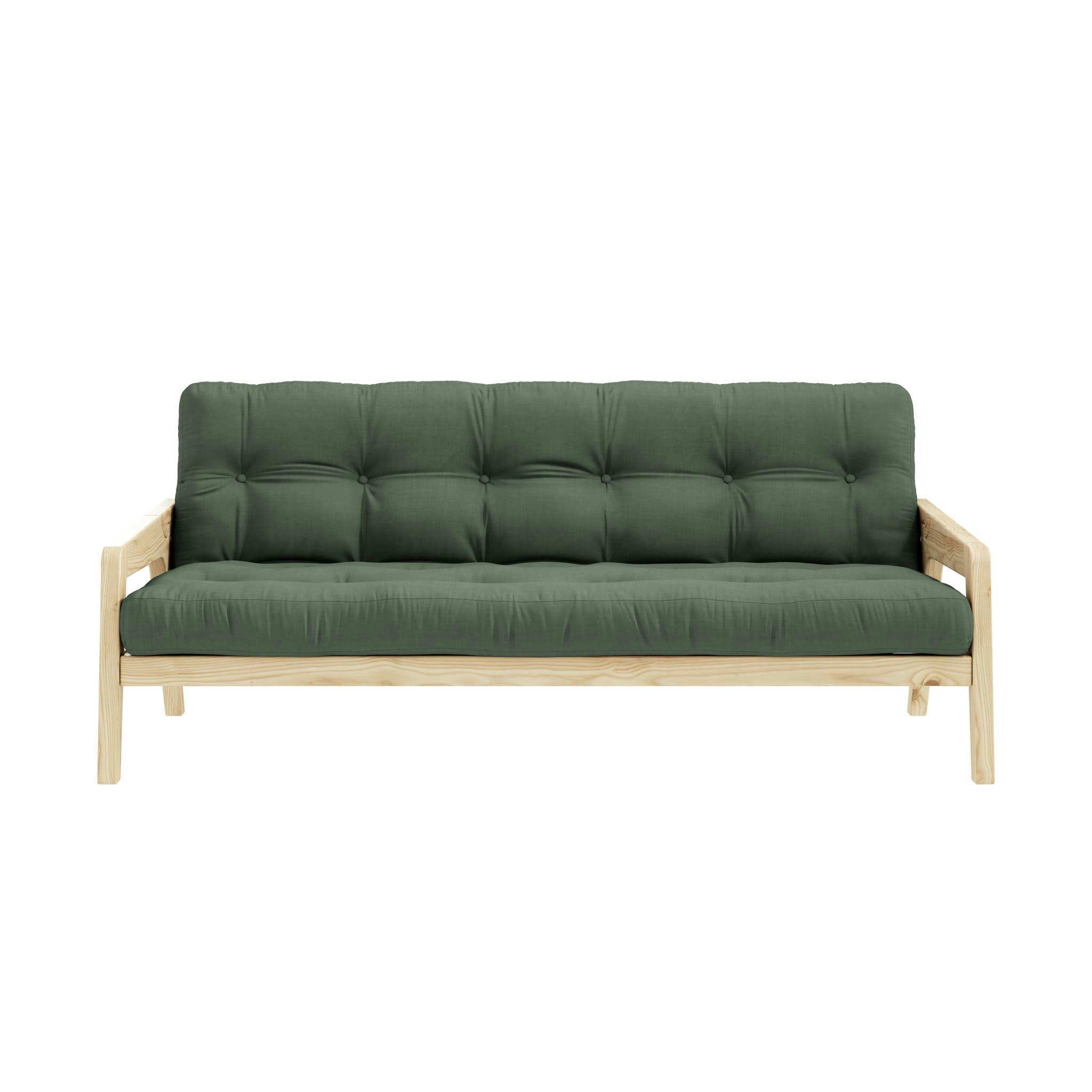 - Banquette futon en pin massif kaki 130x190