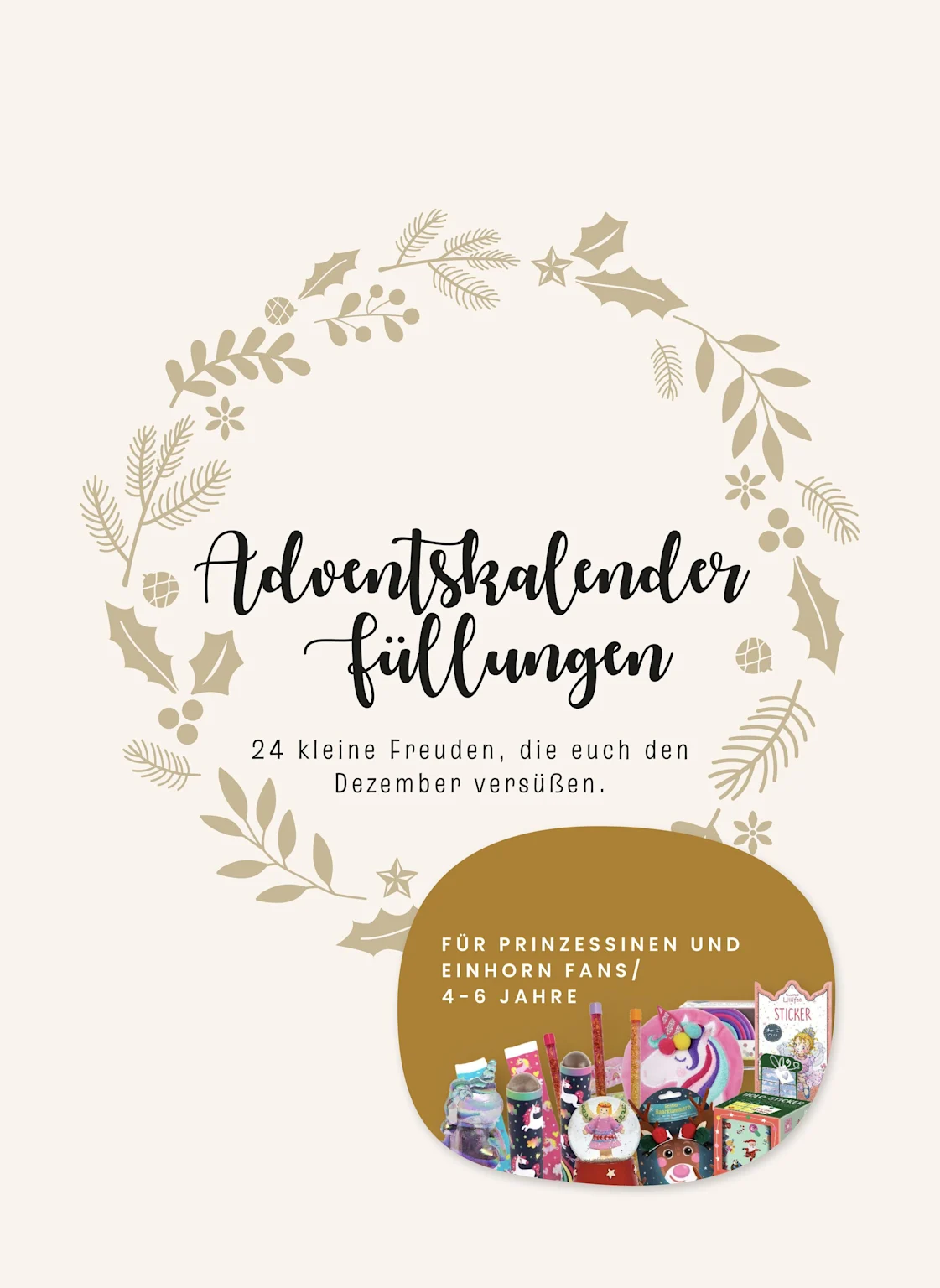 Korbmayer Adventskalender-Füllung für Prinzessinnen- und Einhornfans, 4–6 Jahre