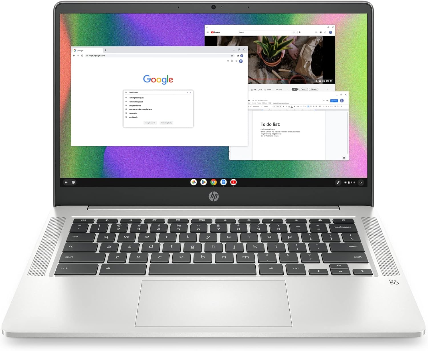 HP Chromebook 14 Laptop, Intel Celeron N4120, 4 GB RAM, 64 GB eMMC, 14 HD Display, Chrome OS, Thin Design, 4K Graphics, Long Battery Life, Ash Gray Keyboard (14a-na0226nr, 2022, Mineral Silver)