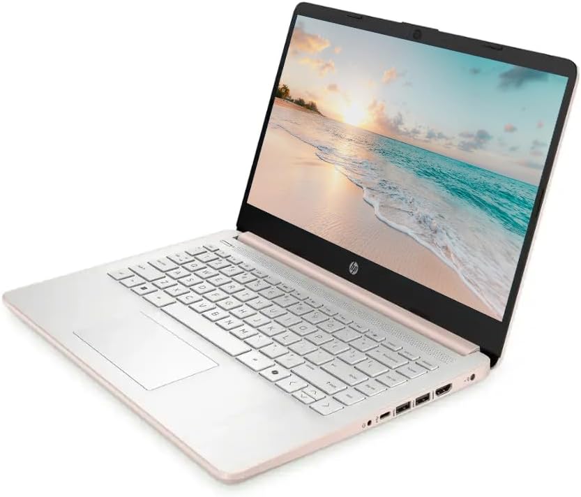 HP 14 LED Business Laptop Computer  32GB RAM 640GB Storage (128GB UFS + 512GB SD Card)  Intel Quad-Core N150  Windows 11 S & 1-Year Microsoft Office 365 Included  PLUSERA Earphones  Rose Gold