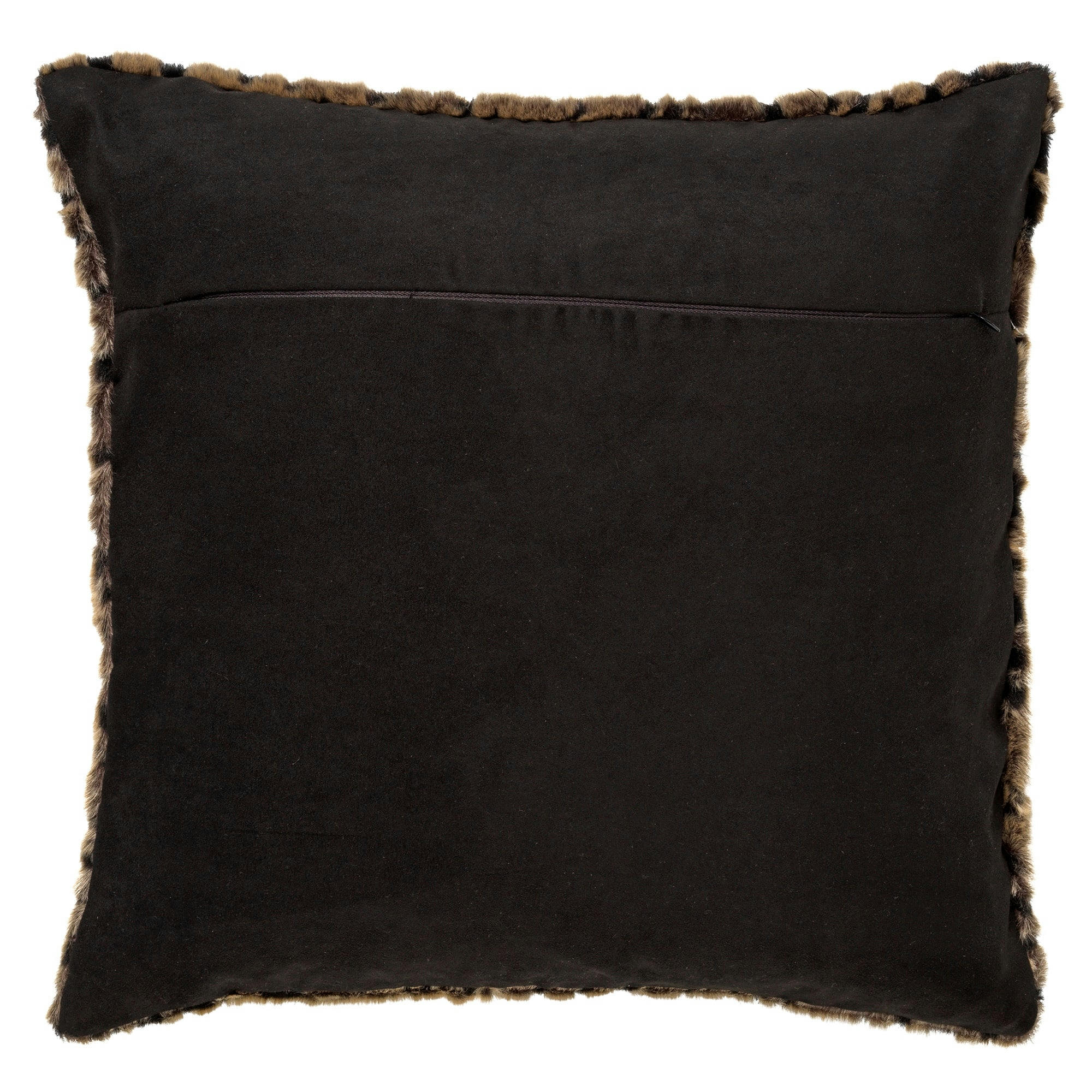 KAY - Coussin - marron fausse fourrure 45x45 cm avec imprimé animalier