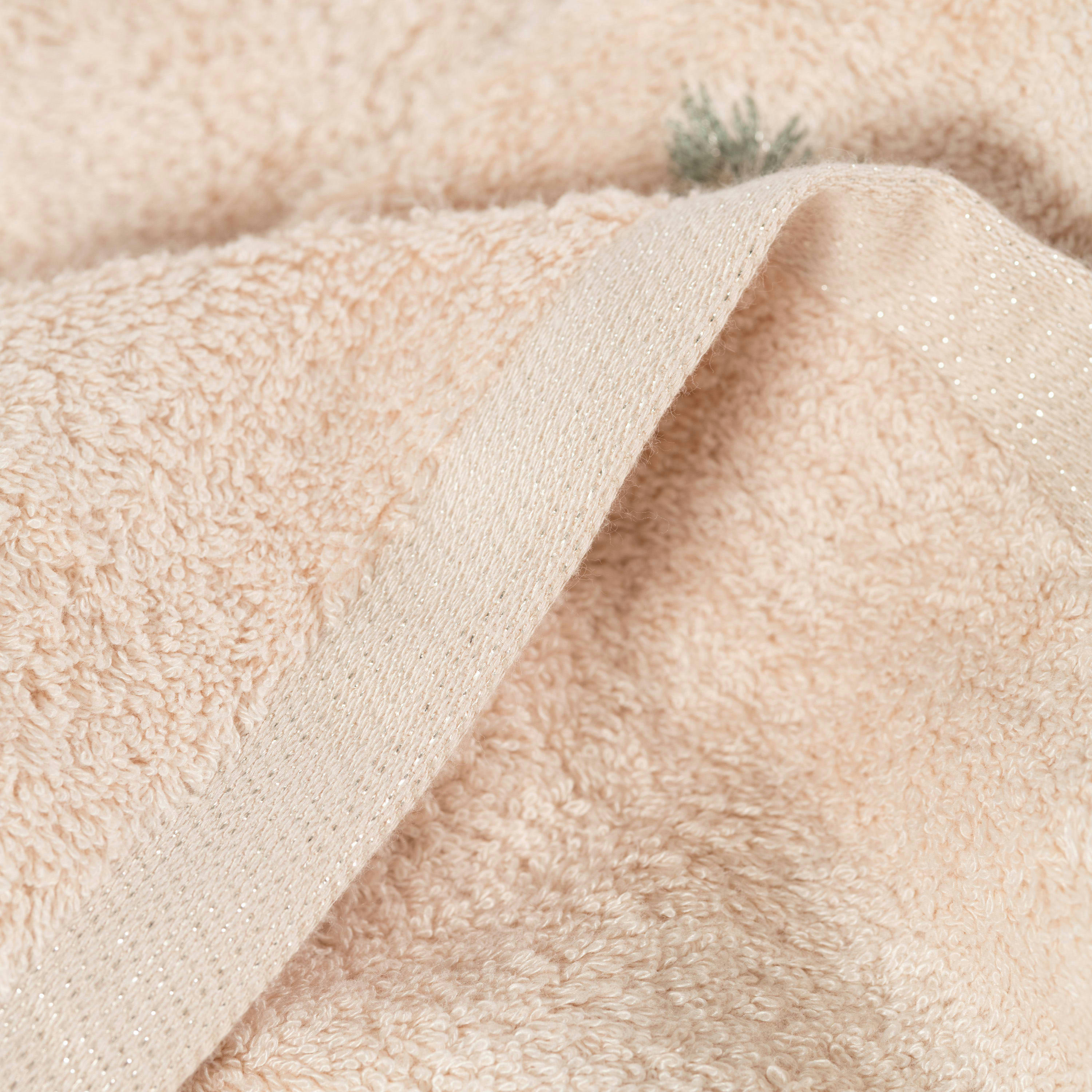 PAMPA 2 - Drap de bain coton brodé bouclette beige 90x150