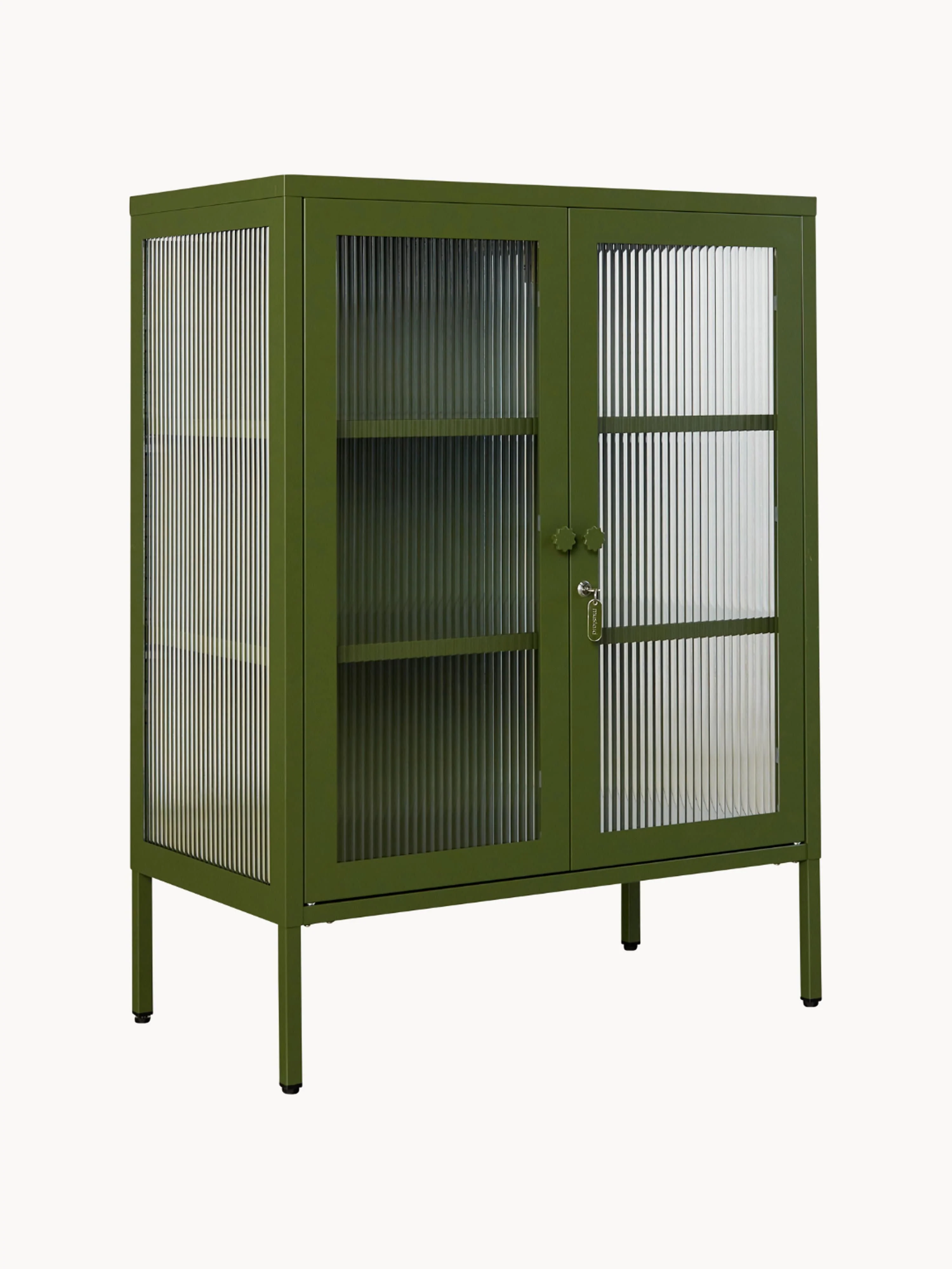 Metall-Vitrine The Mixer mit geriffeltem Glas
