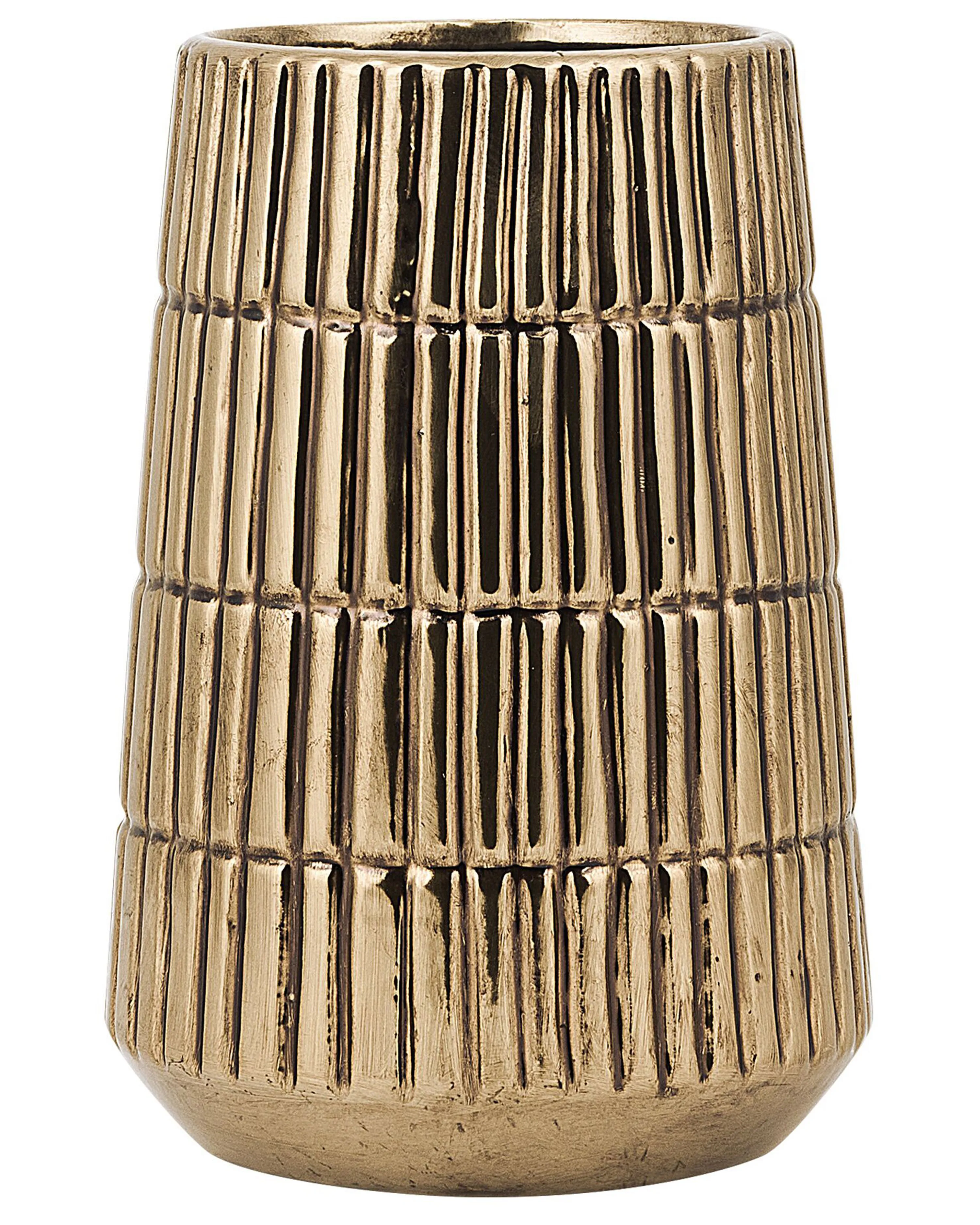Decorative Vase QANAWAT Stoneware 22 cm Gold