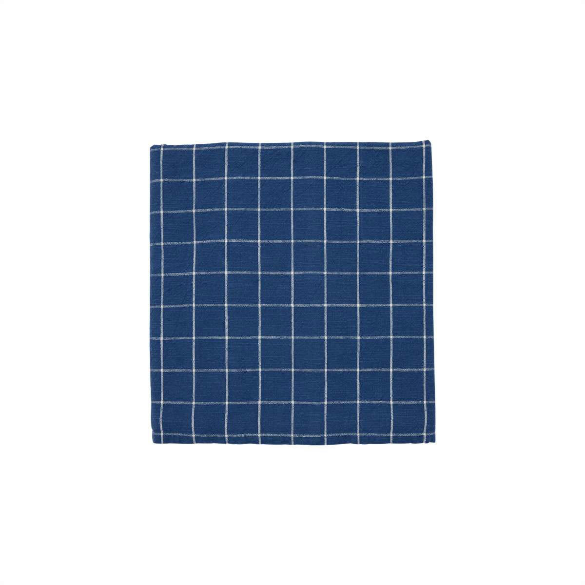 GRID - Nappe bleu en coton organique H200x140cm