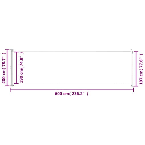 NNEVL Patio Retractable Side Awning 200x600 cm Black