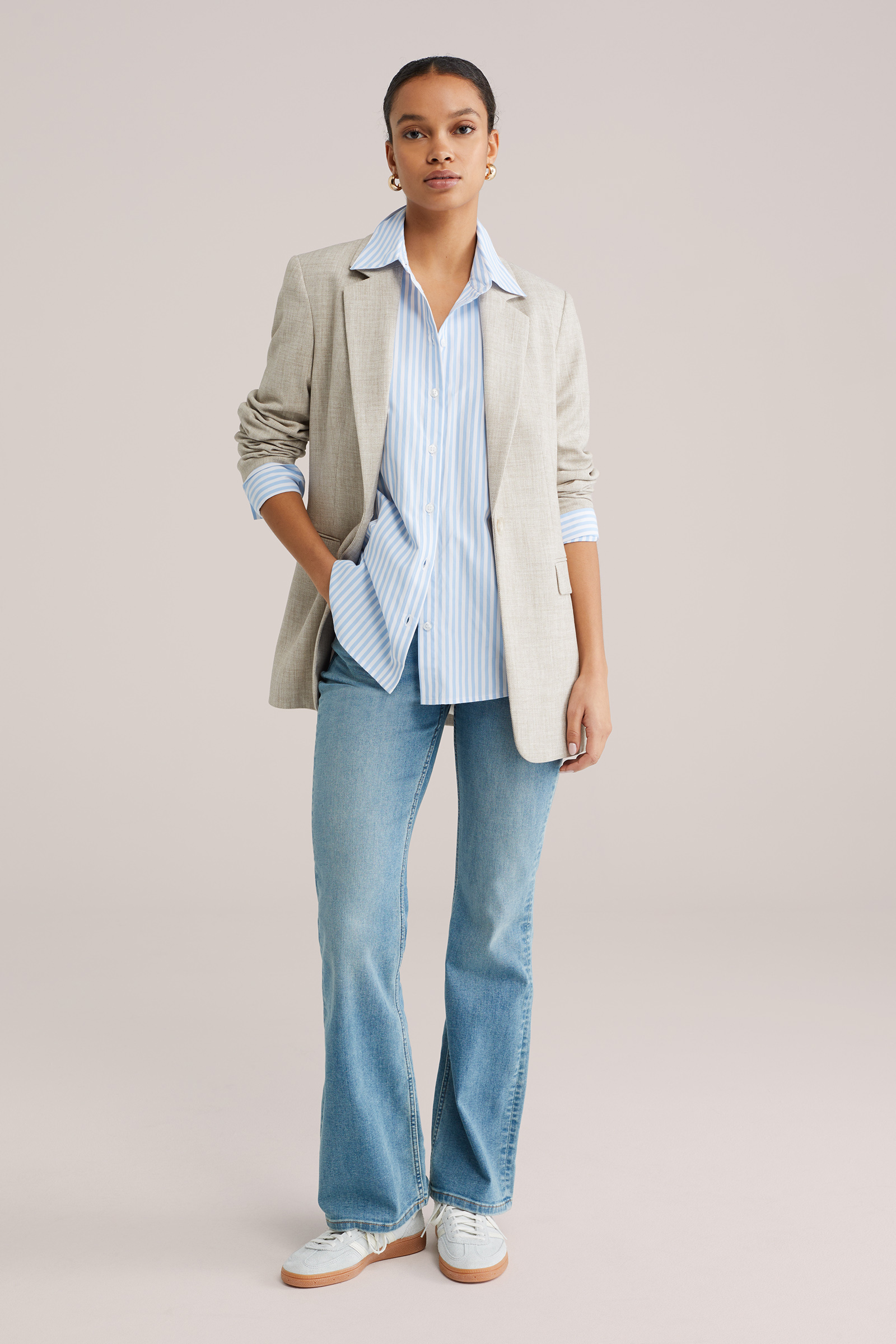 Dames oversized gestreepte blouse