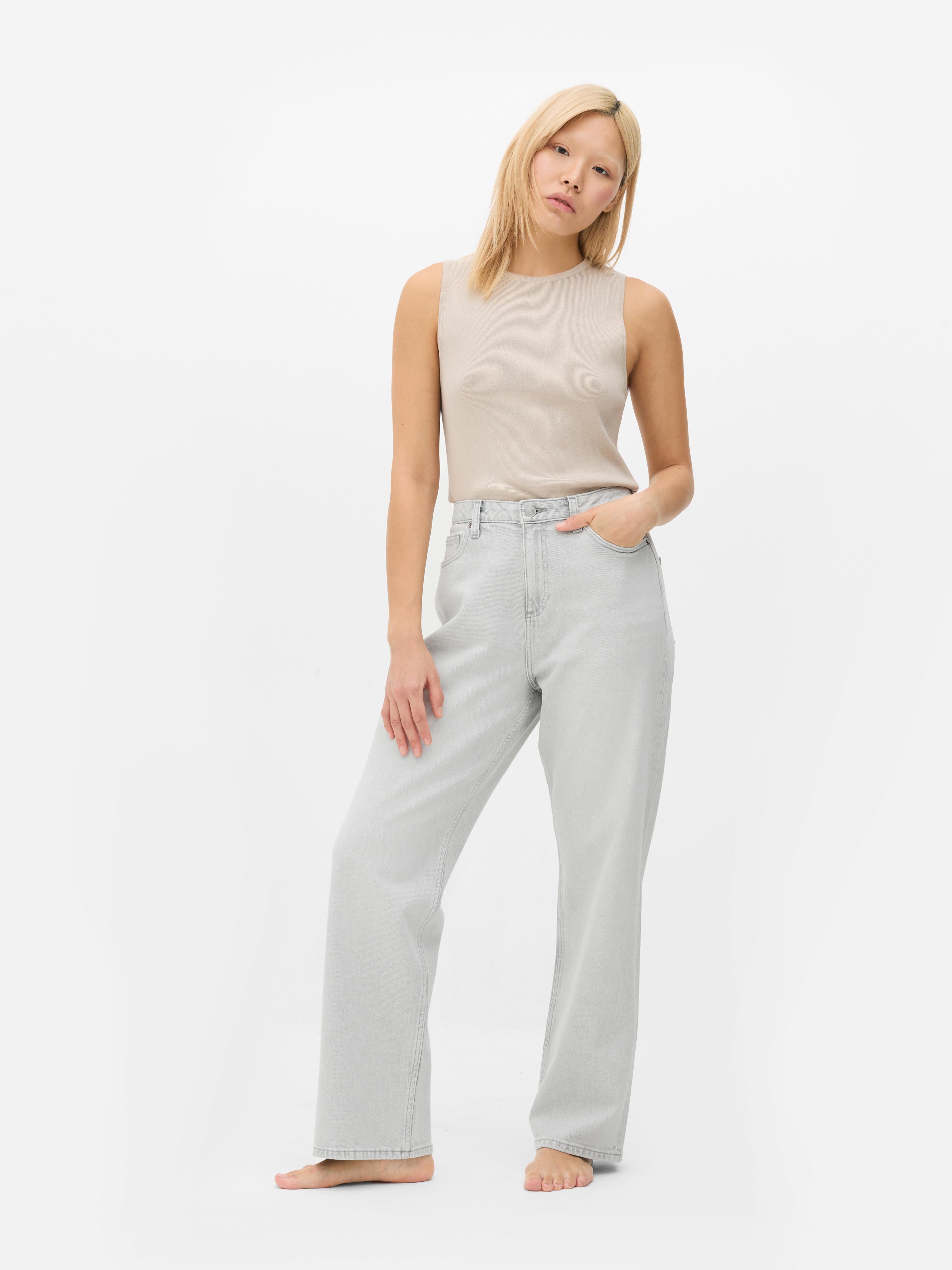 High-Waisted Straight-Leg Jeans