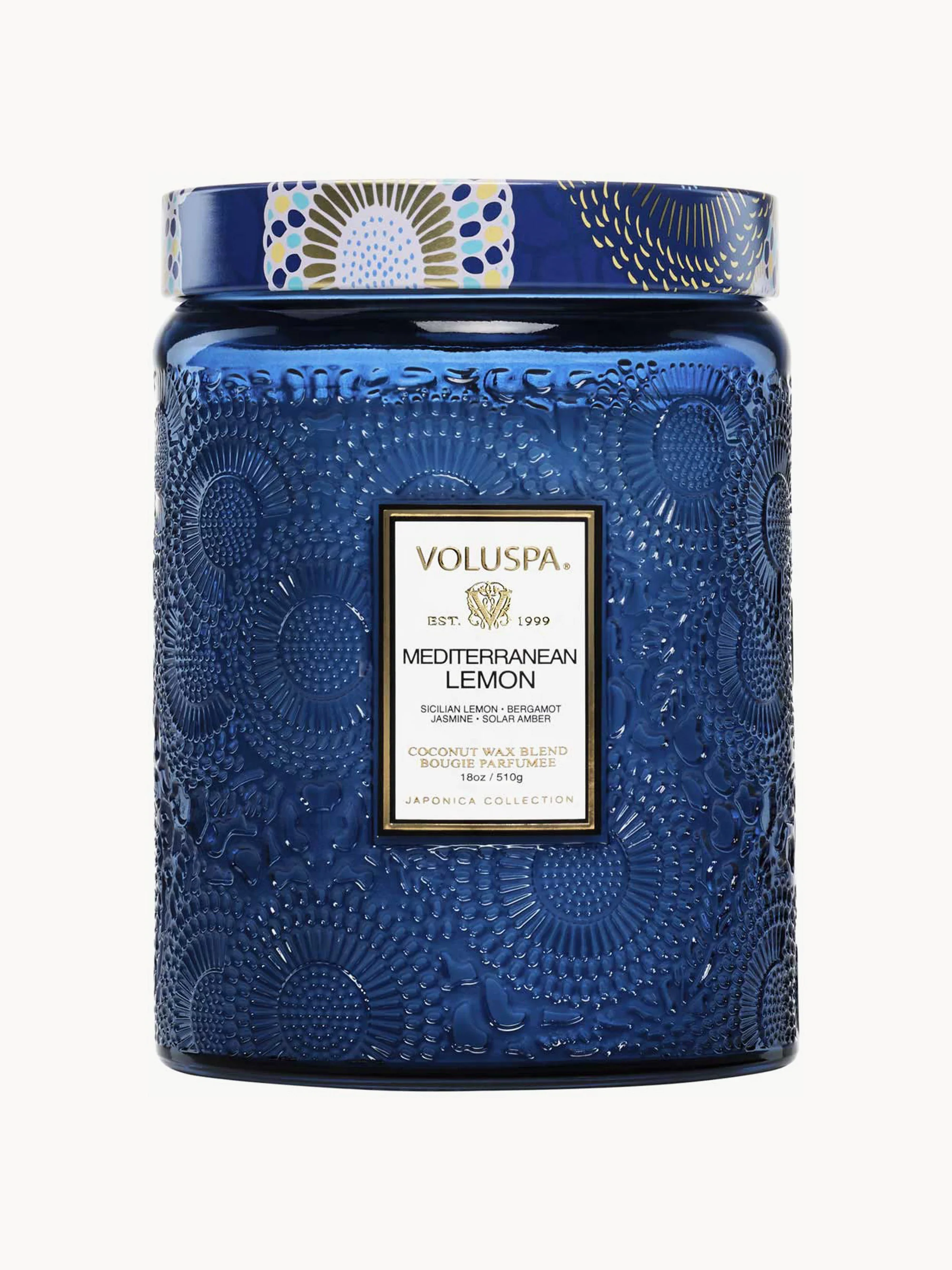 Handgefertigte Duftkerze Mediterranean Lemon (Zitrone, Bergamotte, Jasmin und Solar Amber)