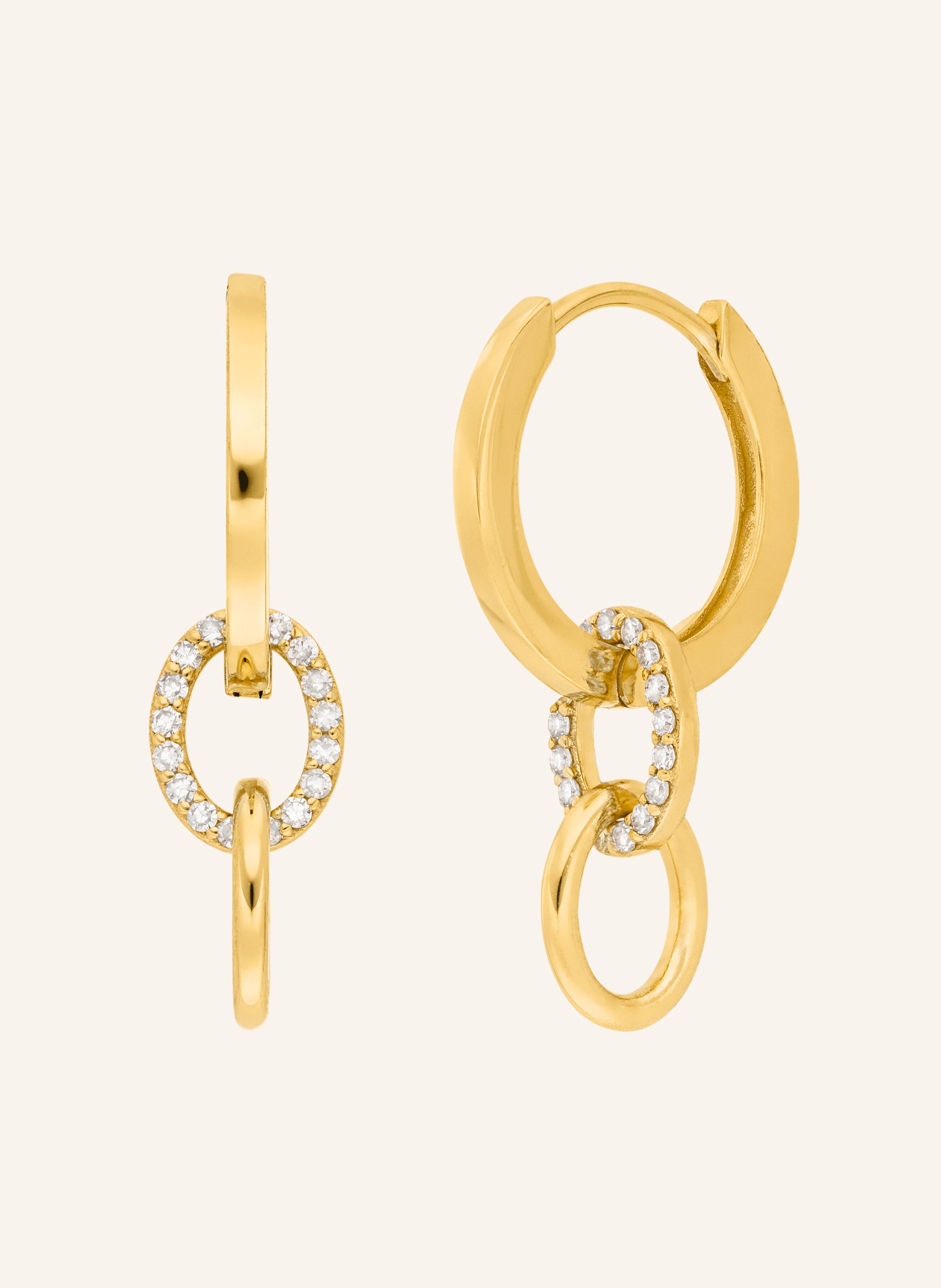 Leaf Creolen ETERNAL TOUCH aus 14 Karat Gelbgold mit Diamanten