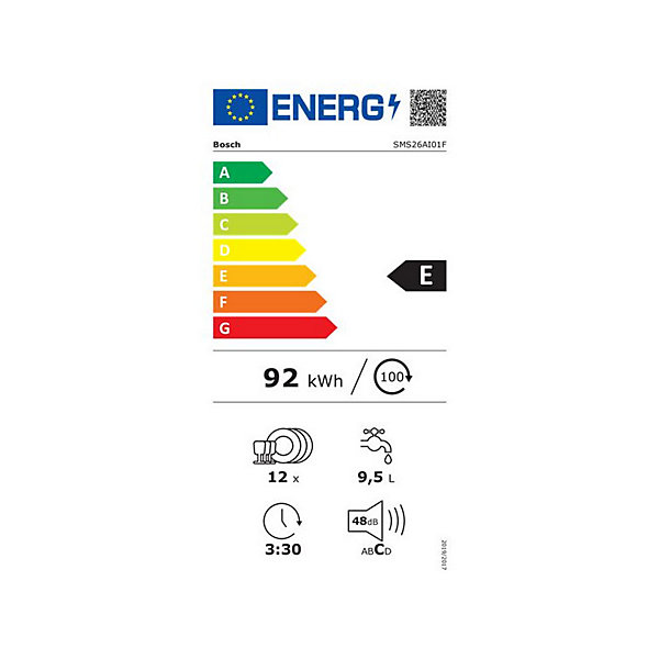 Lave-vaisselle 60cm pose-libre - SER2 - Classe énergie E - Indice de ré BOSCH - SMS26AI01F