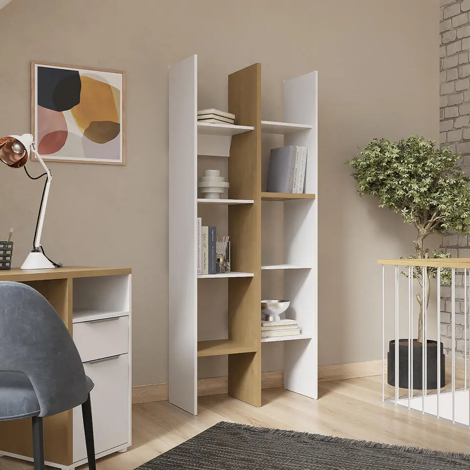 Calicosy - ACCESS Boekenkast Woonkamer - Licht hout - 32,8x75,7x183 cm