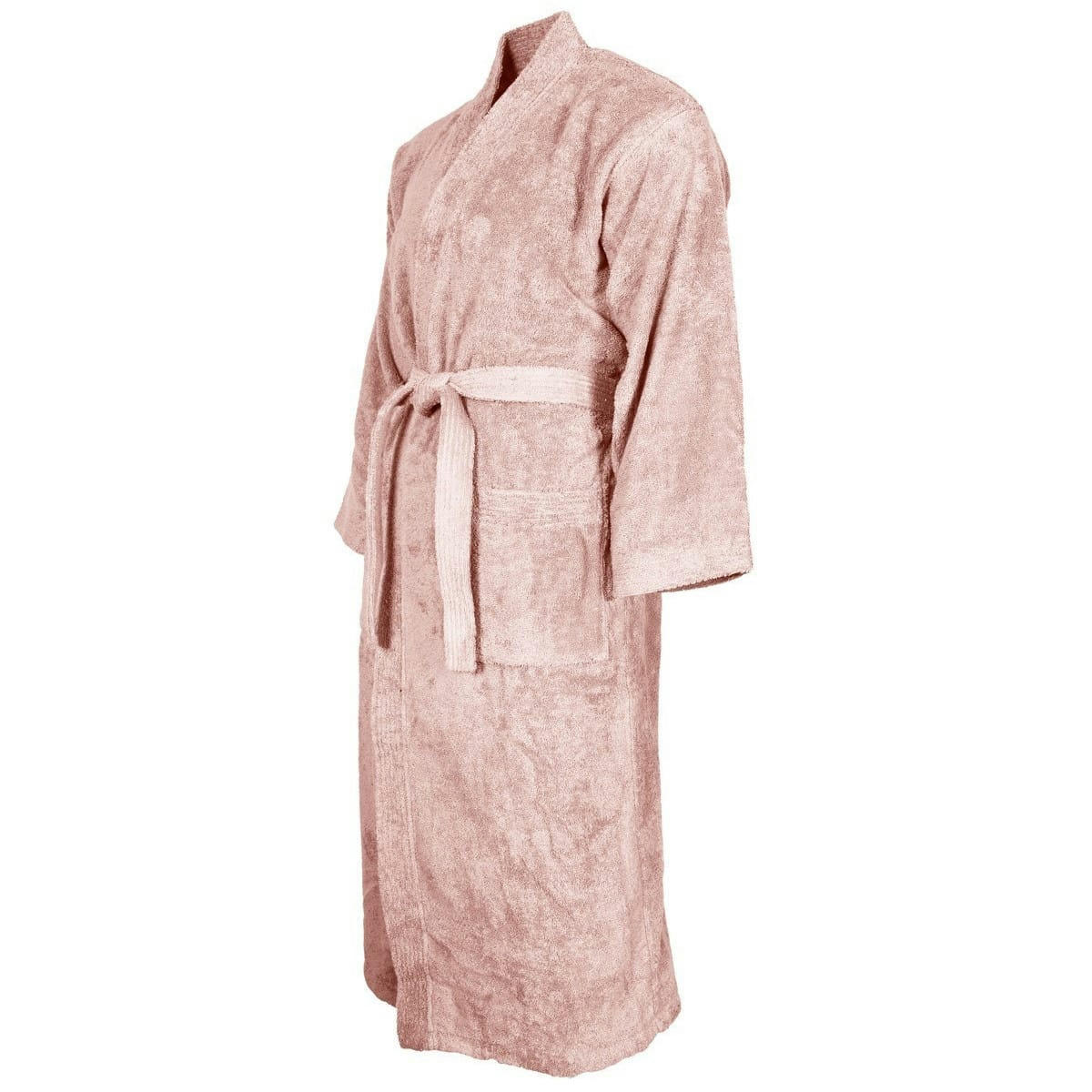 LUXURY - Peignoir col kimono en coton  Poudre M