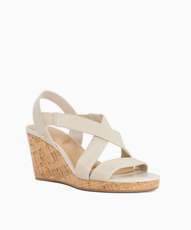 Kamies Ecru - Wide Fit Cork Wedge Heel Shoes