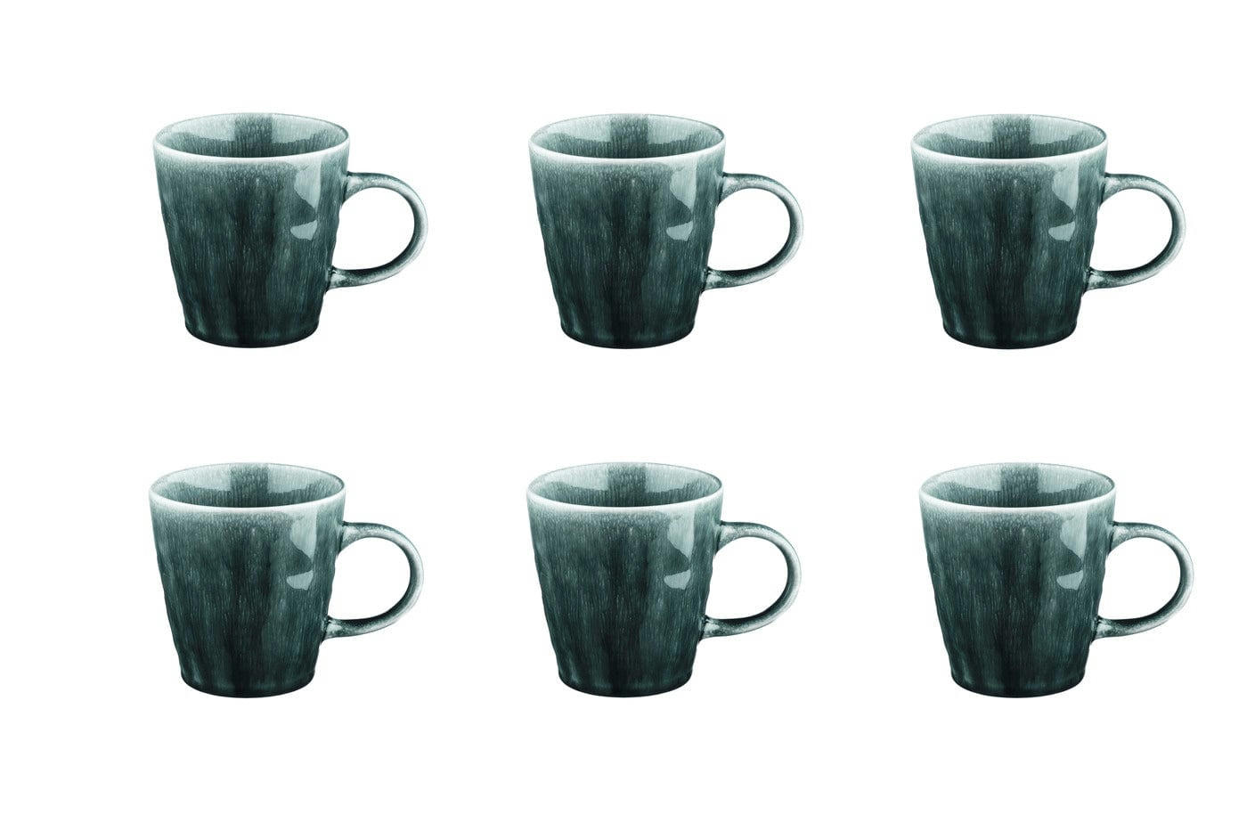 MOON - Lot de 6 mugs en grès bleu 40cl