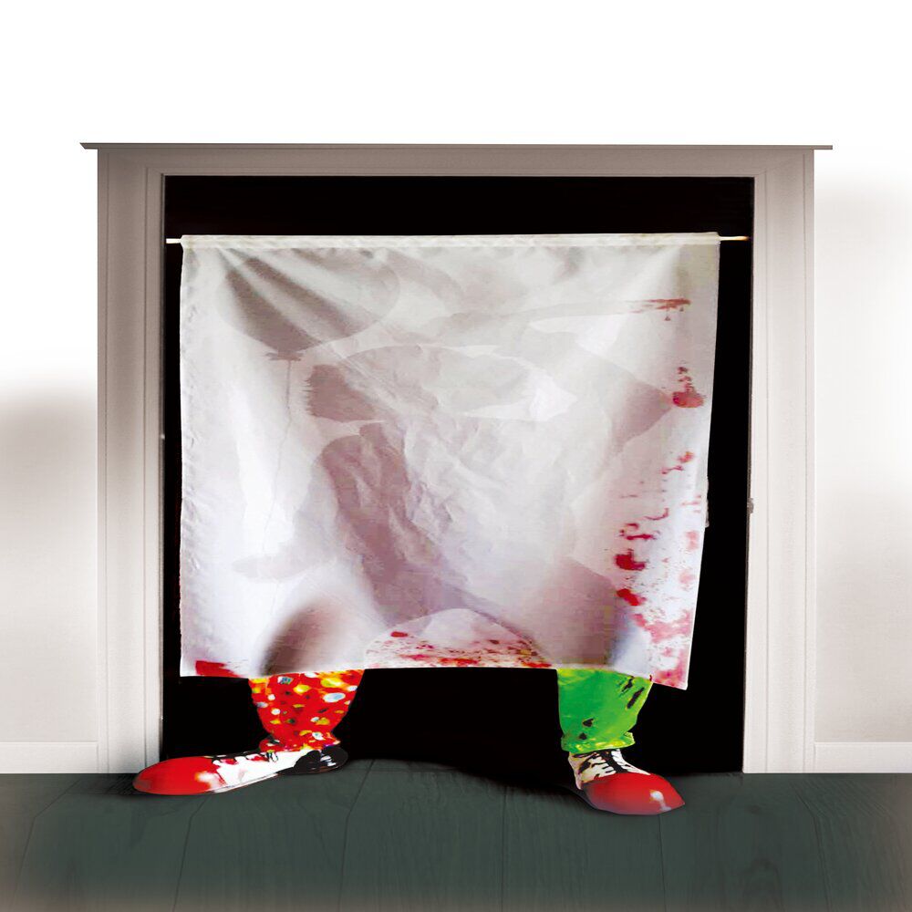 Décoration rideau porte clown Halloween 180x70cm