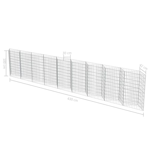 NNEVL Gabion Wall Galvanised Steel 630x30x100 cm