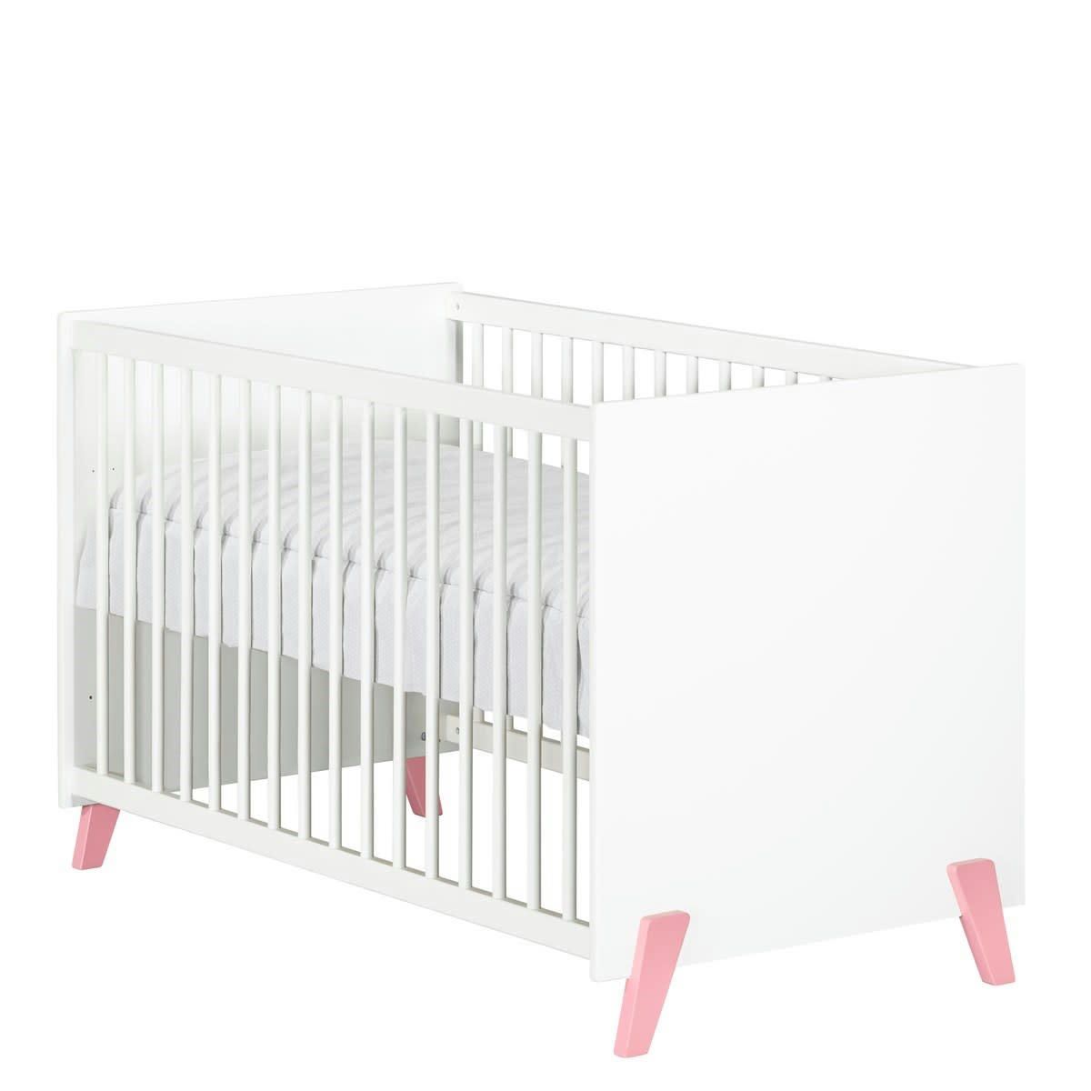 JOY - Lit bébé 120 x 60 sur pieds en bois blanc