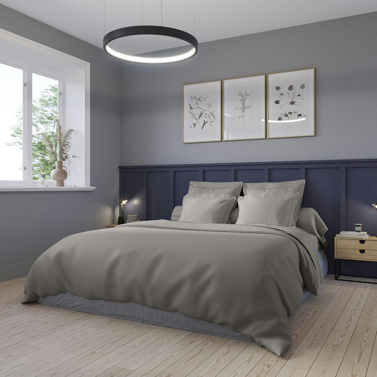 PARTITION - Housse de couette   Satin de coton Coloris Gris 140x200 cm - DODO