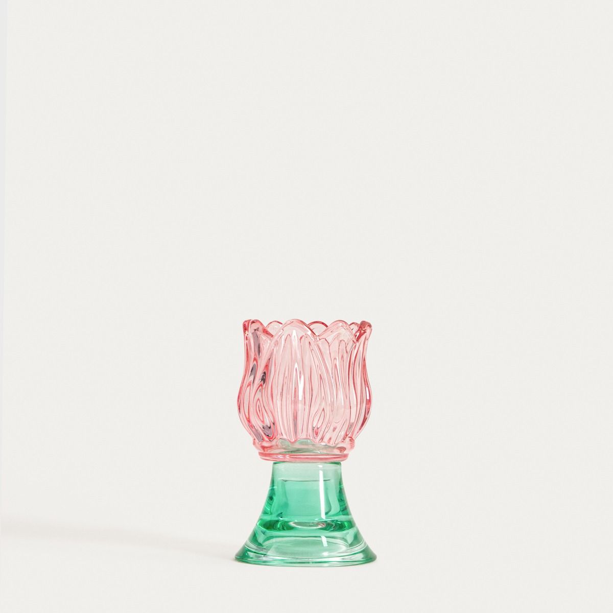 Świecznik DALY szklany kwiatek niski 10 cm