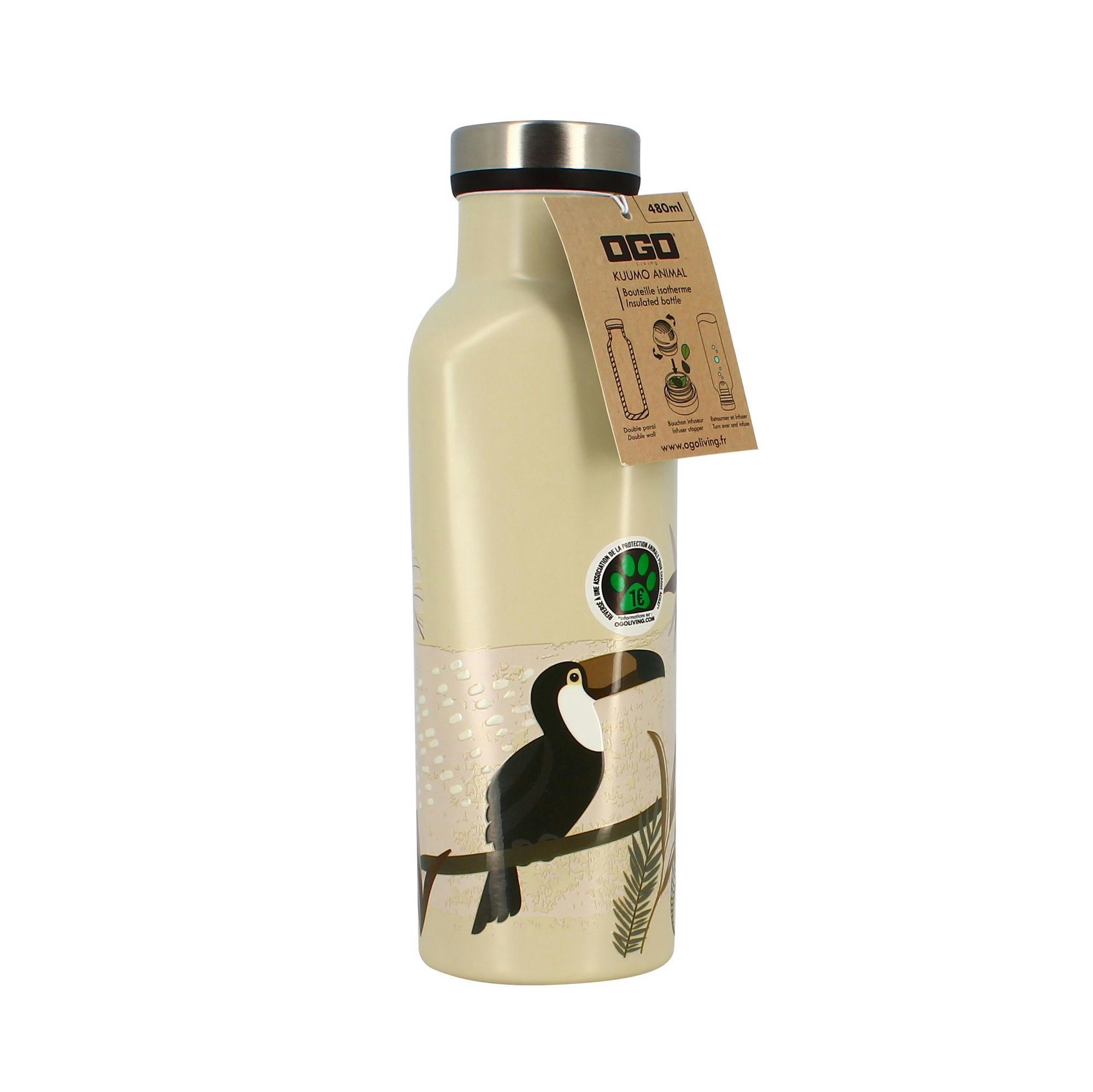 TOUCAN - Gourde isotherme 480ml motif toucan