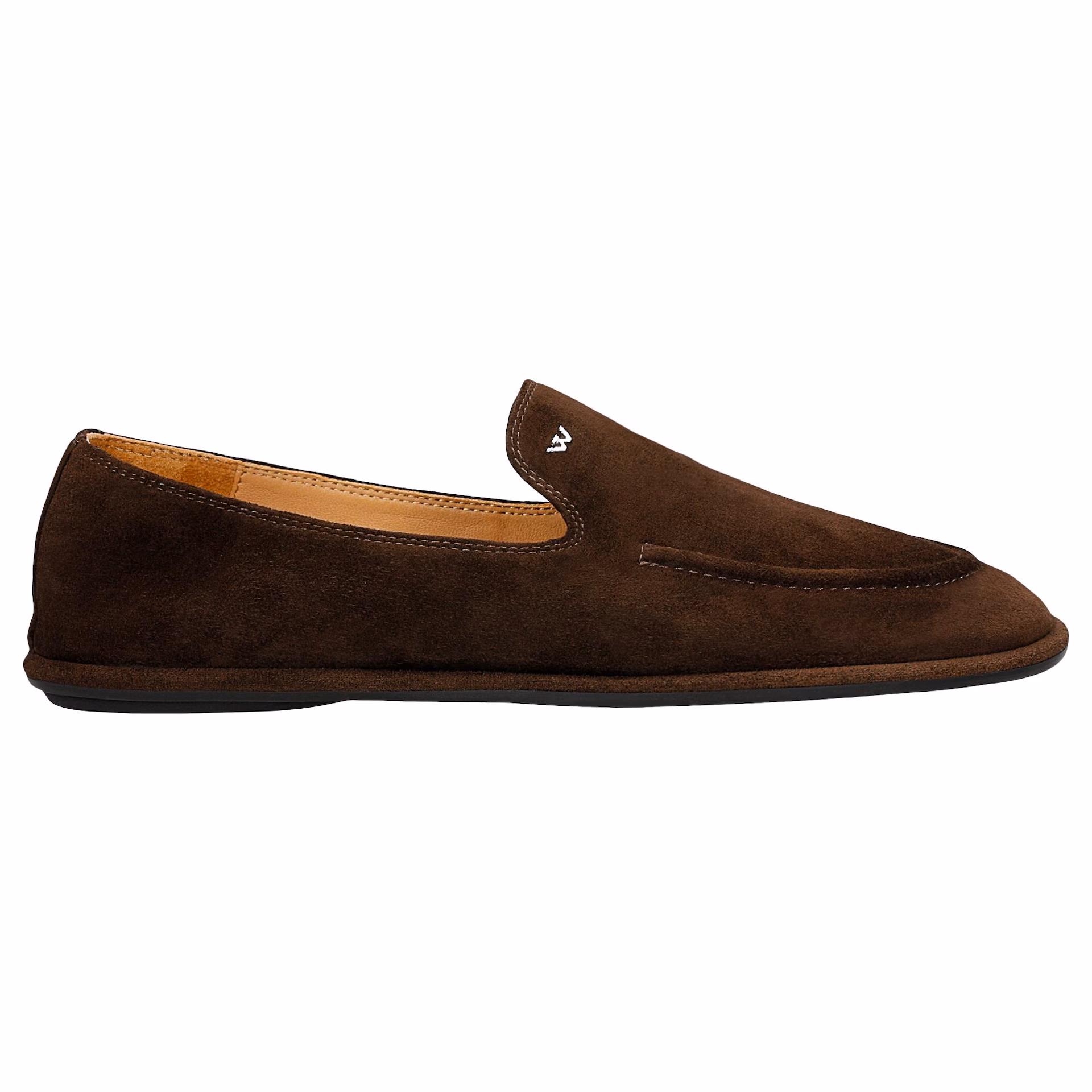 Brązowe loafersy ze skóry welurowej