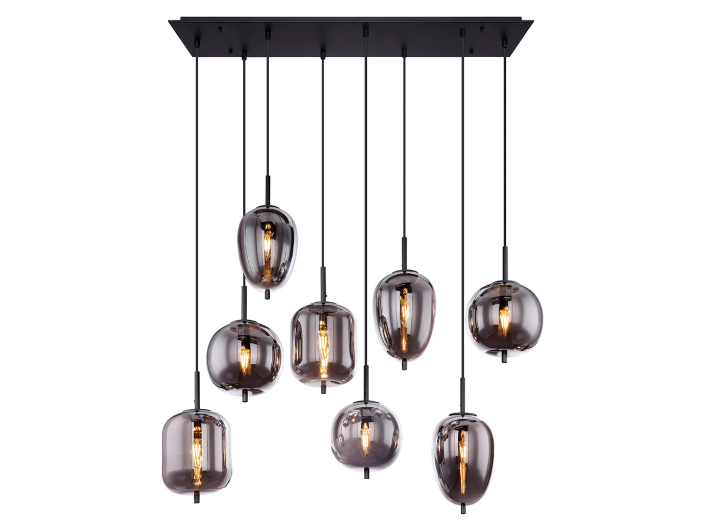 Lampa wisząca Blacky 8-punktowa szklana czarna