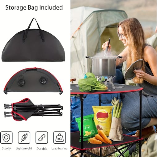 NNETM Folding Camping Table with Cup Holders & Carry Bag
