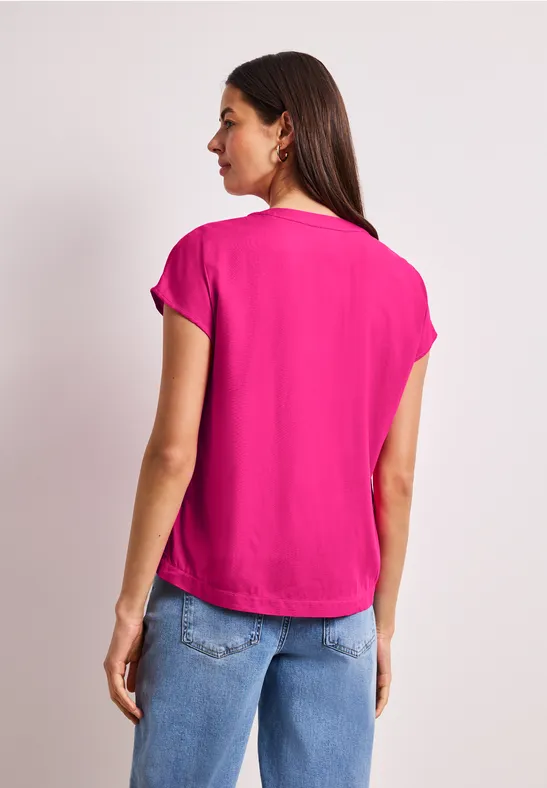 Blusenshirt in Unifarbe mit Split Neck