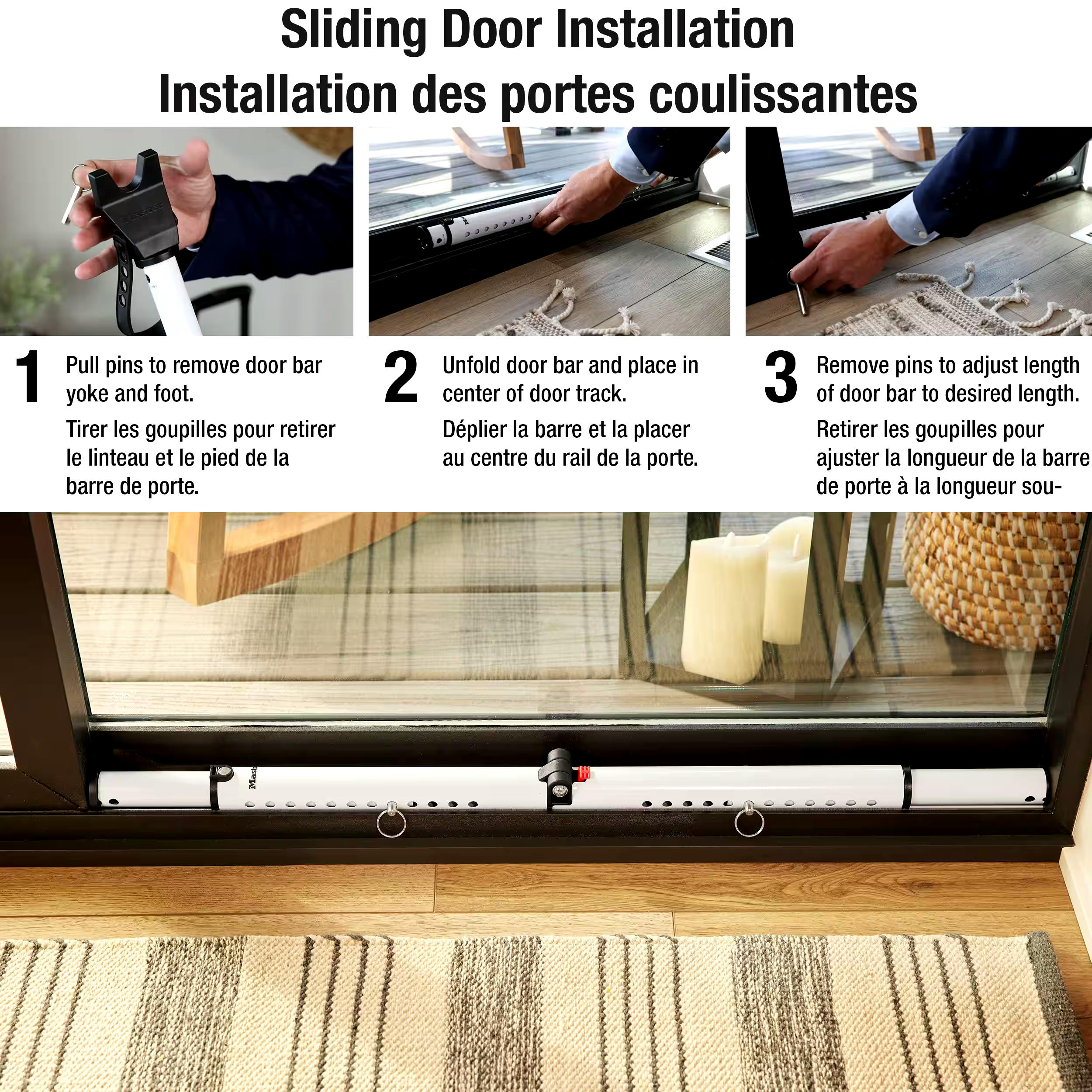 Master Lock Compact Folding Door Stopper Security Bar