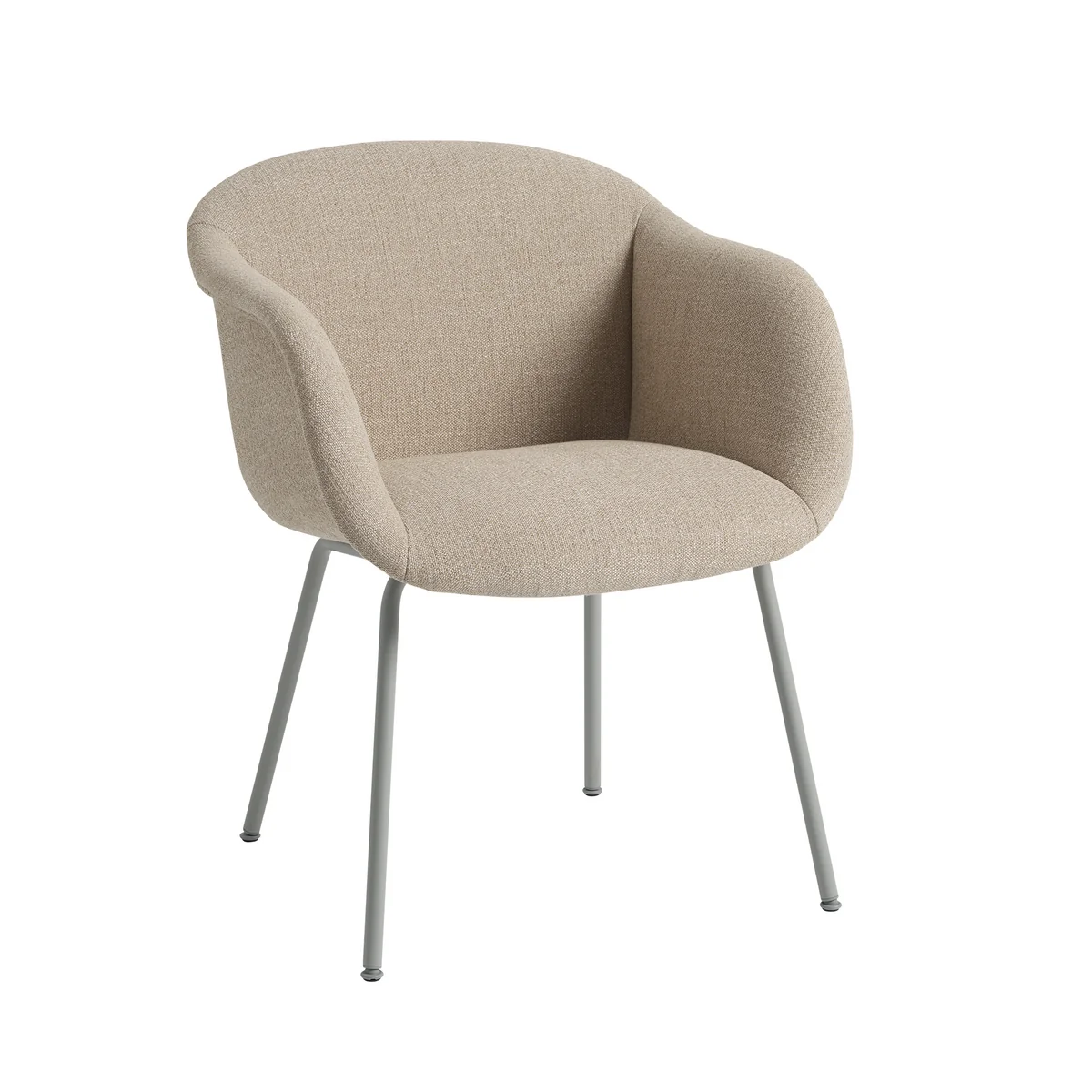 Muuto - Fiber Soft Armlehnstuhl, grau / beige (Stoff Kvadrat Ecriture 240)