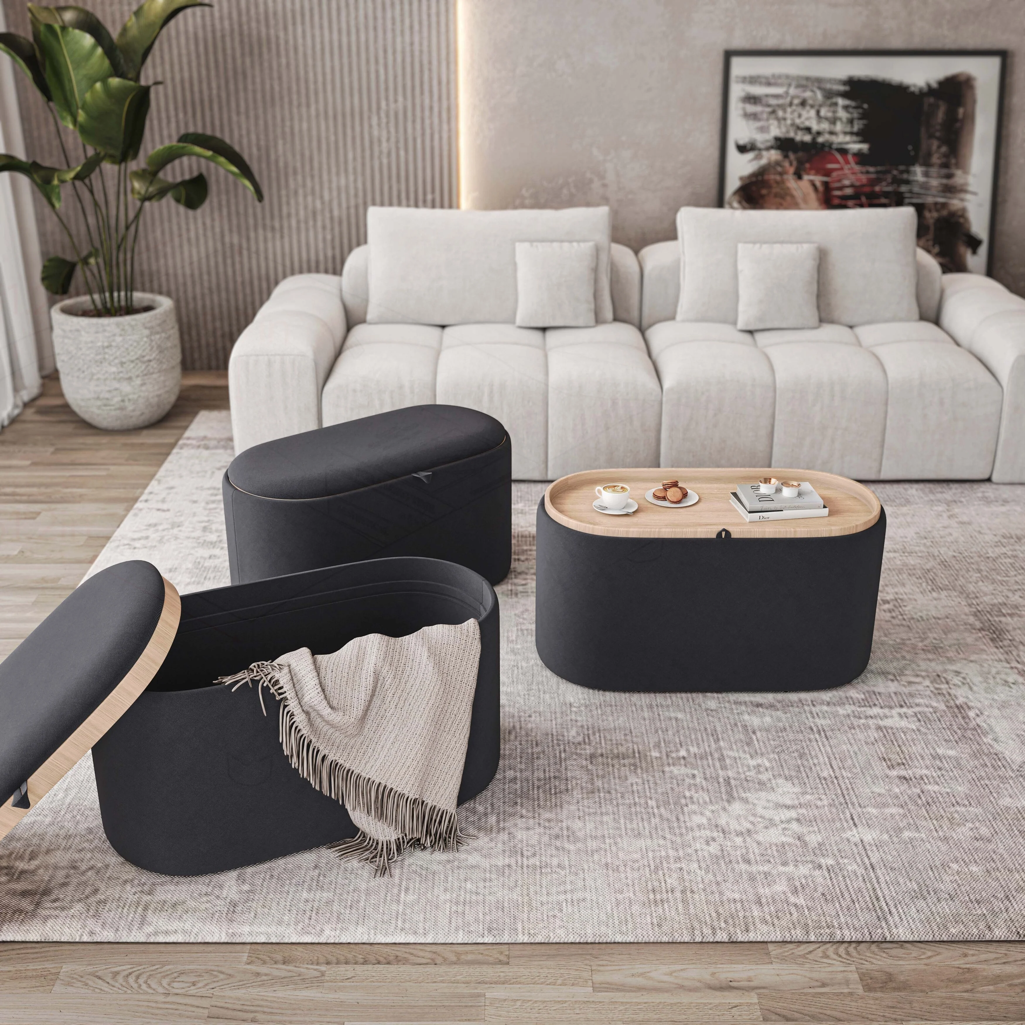 Versatile Reversible Ottoman with Spacious Storage for Stylish Living