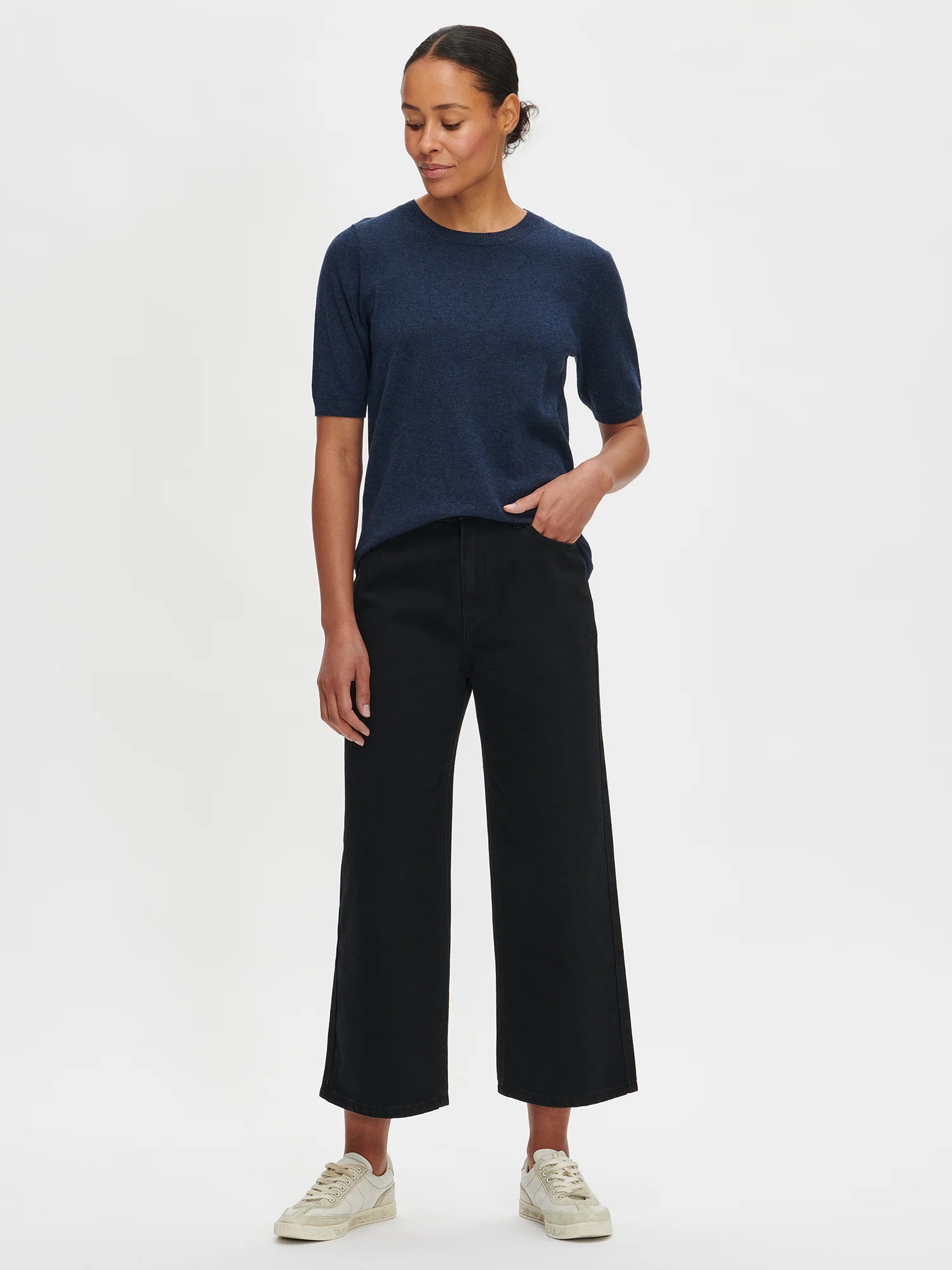CROPPED LEVEE farkut - musta