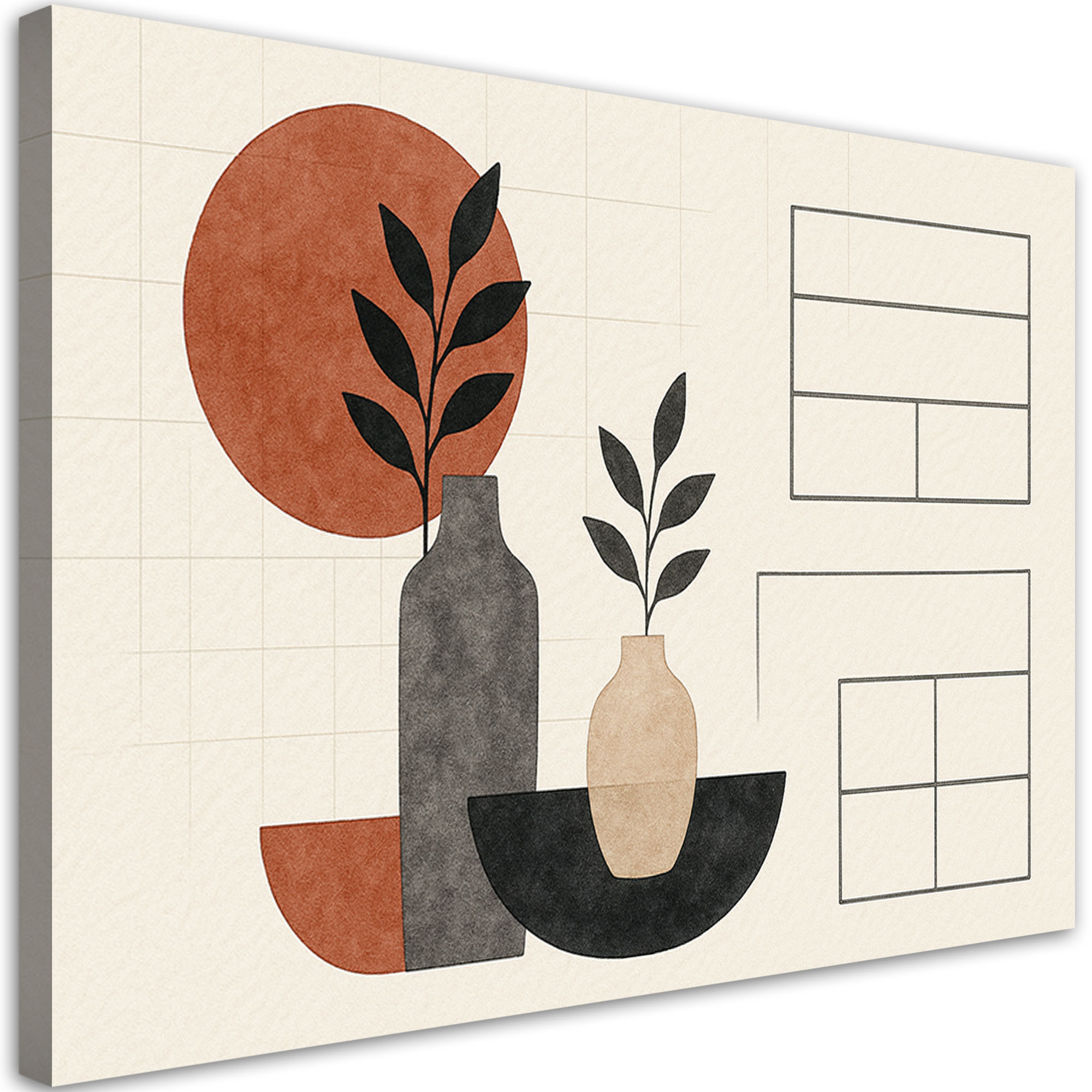 Feeby Obraz na płótnie, Wazy Liście Minimalizm Geometria 60x40