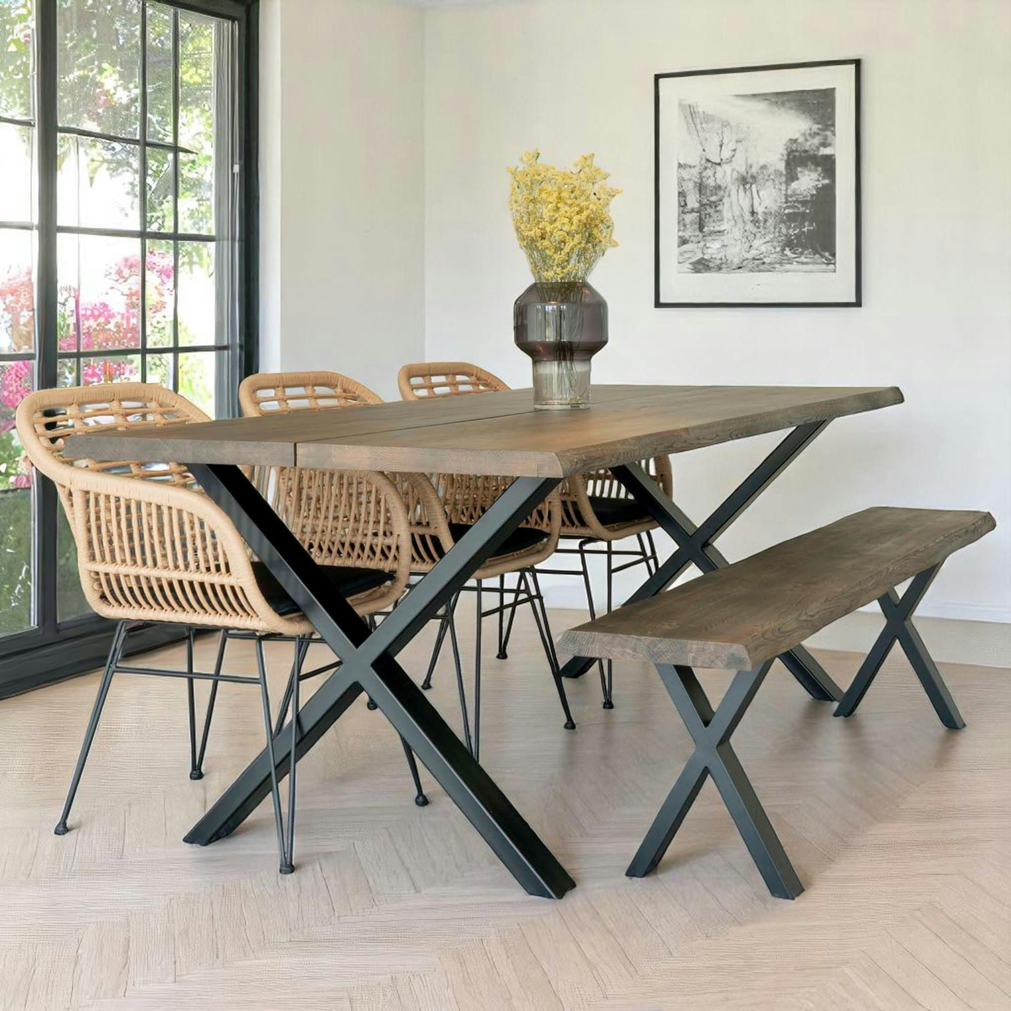 Chaise de jardin en rotin synthétique avec accoudoirs et coussin d'assise (lot de 2) IBIZA