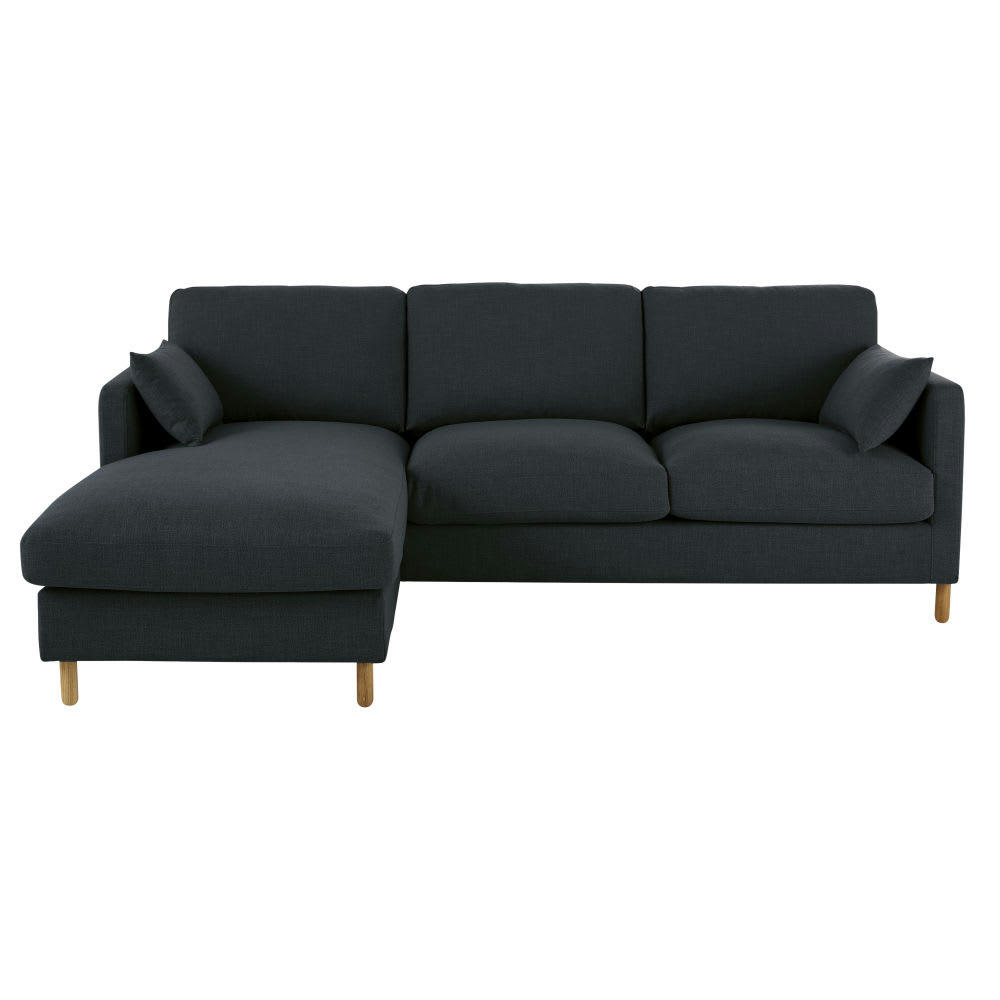 Julian - Canapé d'angle gauche convertible 5 places gris anthracite, matelas 10 cm