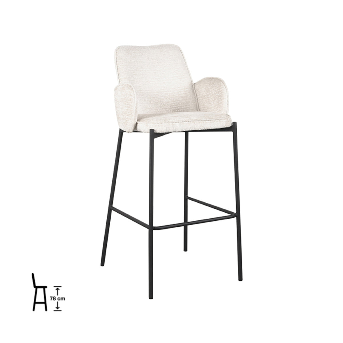LABEL51 Barkruk Joni - Crème - Zithoogte 77cm - Set van 2